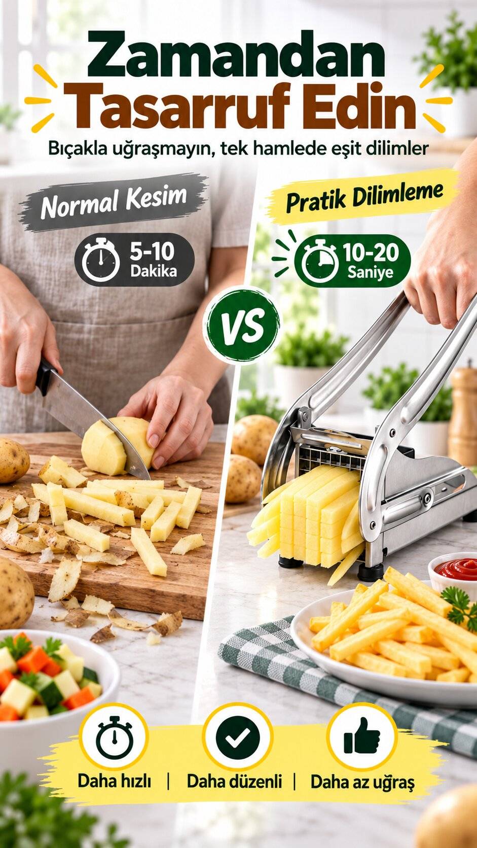 Normal kesim ile pratik dilimleme karşılaştırması